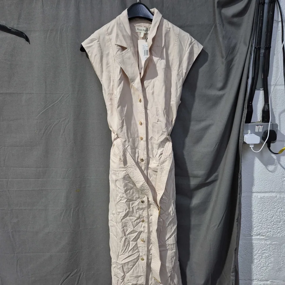 PHASE EIGHT BEIGE MAXI DRESS, SLEEVELESS WITH BELT – UK 16 (EU 42 / US 12)