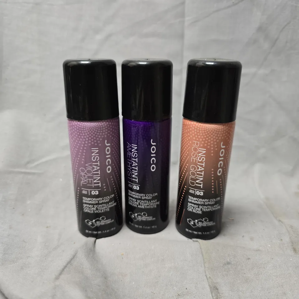 APPROXIMATELY 30 ASSORTED JOICO COLOUR SPRAYS TO INCLUDE COLOURS SUCH AS VIOLET, ROSE GOLD, AMETHYST, ETC
