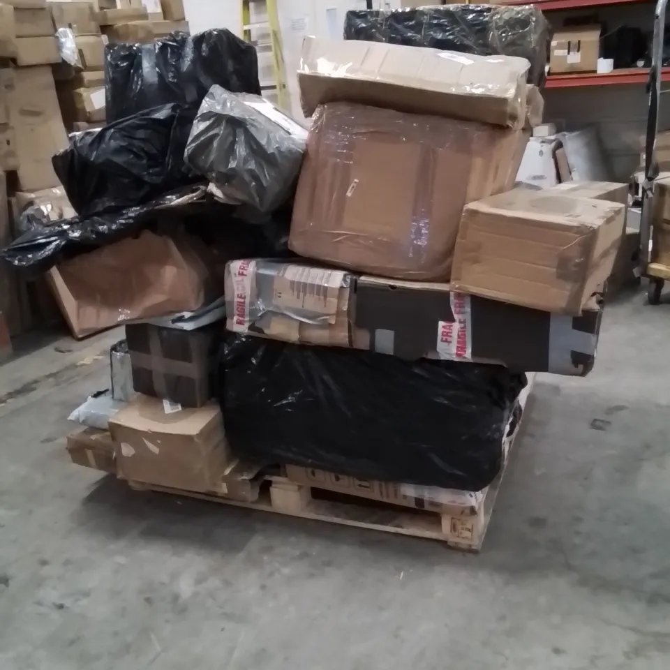 PALLET CONTAINING NEO PRODUCTS AND OTHER ASSORTED HOUSEHOLD GOODS TO INCLUDE;STEAM MOP,OFFICE CHAIR,320L STORAGE BOX