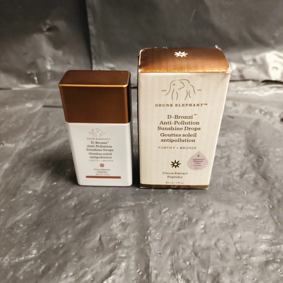 DRUNK ELEPHANT D-BRONZI ANTI-POLLUTION SUNSHINE DROPS FORTIFY + BRONZE – 30 ML, BOXED
