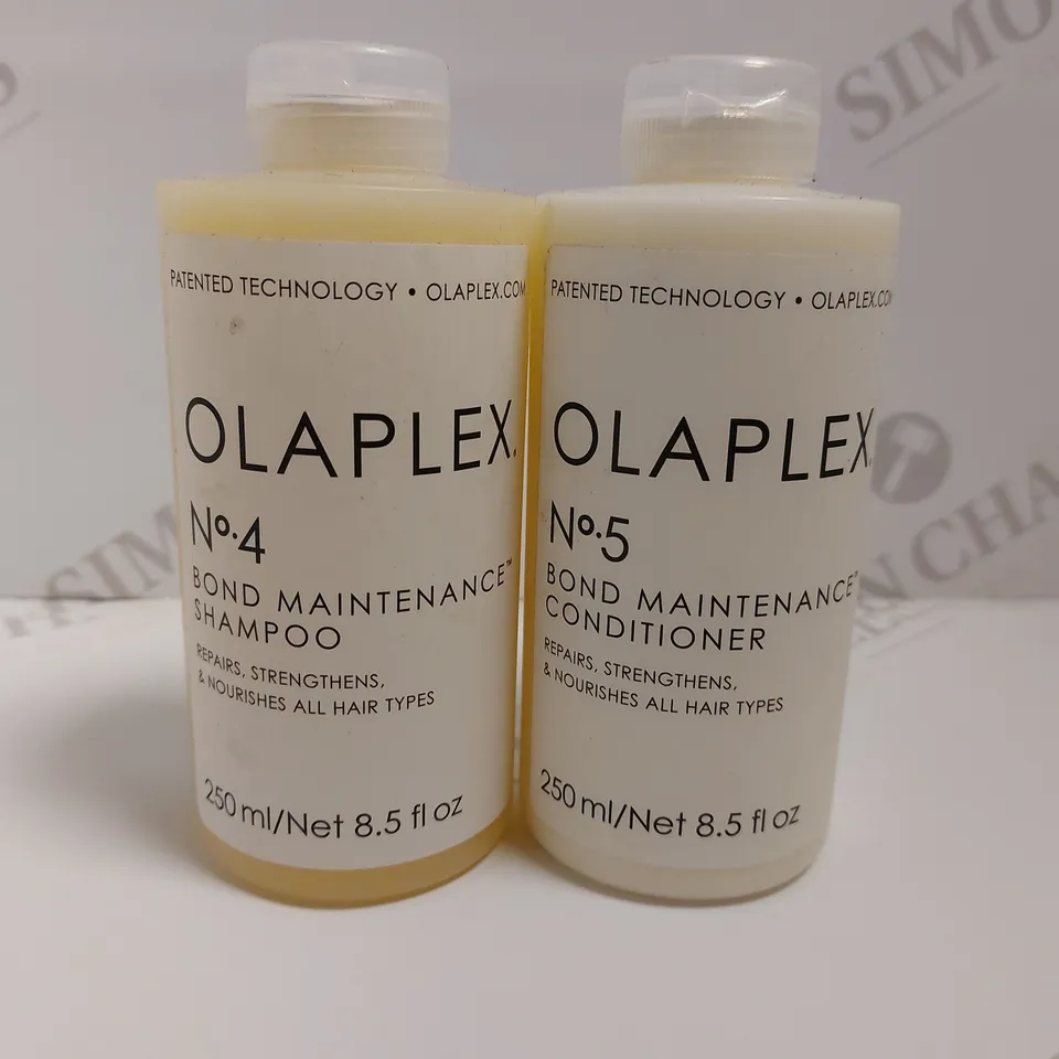 BOX OF 2 OLAPLEX ITEMS TO INCLUDE NO.4 SHAMPOO AND NO.5 CONDITIONER