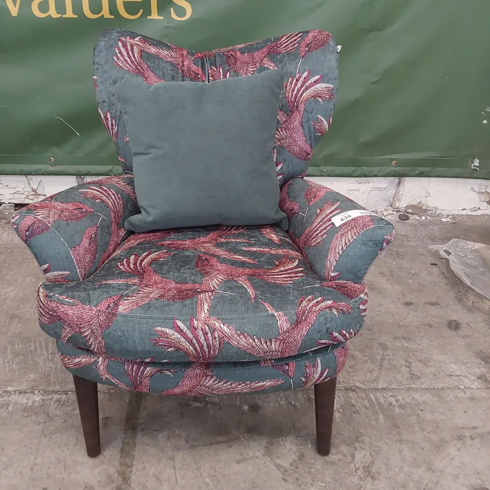 QUALITY BRITISH DESIGNER LOUNGE Co. OCCASIONAL CHAIR BIRD OF PARADISE FABRIC