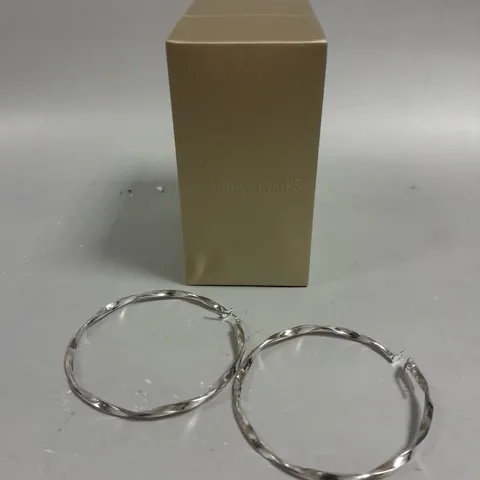 WARREN JAMES SILVER FINISH TWIST HOOP EARRINGS