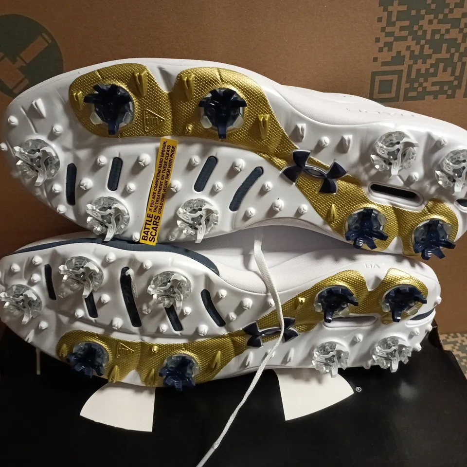 UNDER ARMOUR UA DRIVE PRO WIDE GOLF SHOES – MEN'S UK 10 WHITE/NAVY