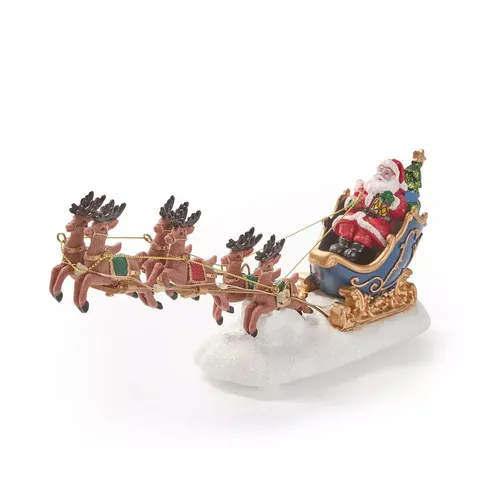 THREE KINGS UP UP AND AWAY LIT SLEIGH SCENE CHRISTMAS DECORATION 