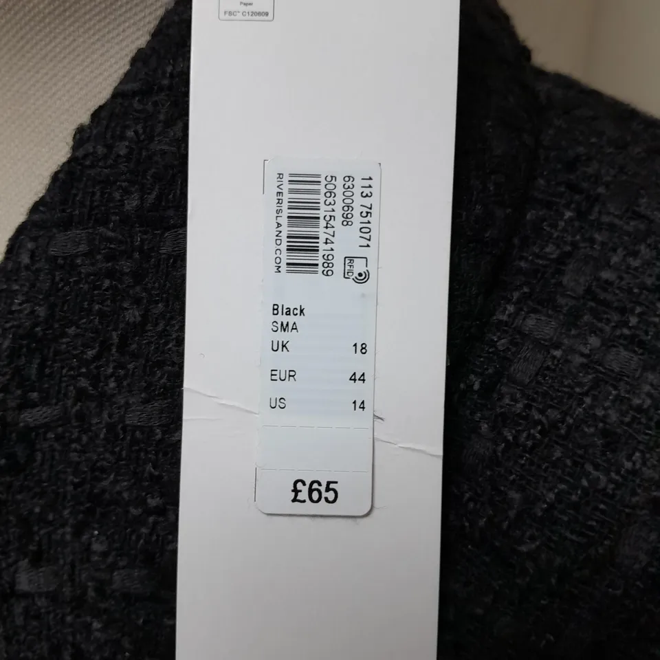 RIVER ISLAND TEXTURED BLACK BLAZER - UK 18