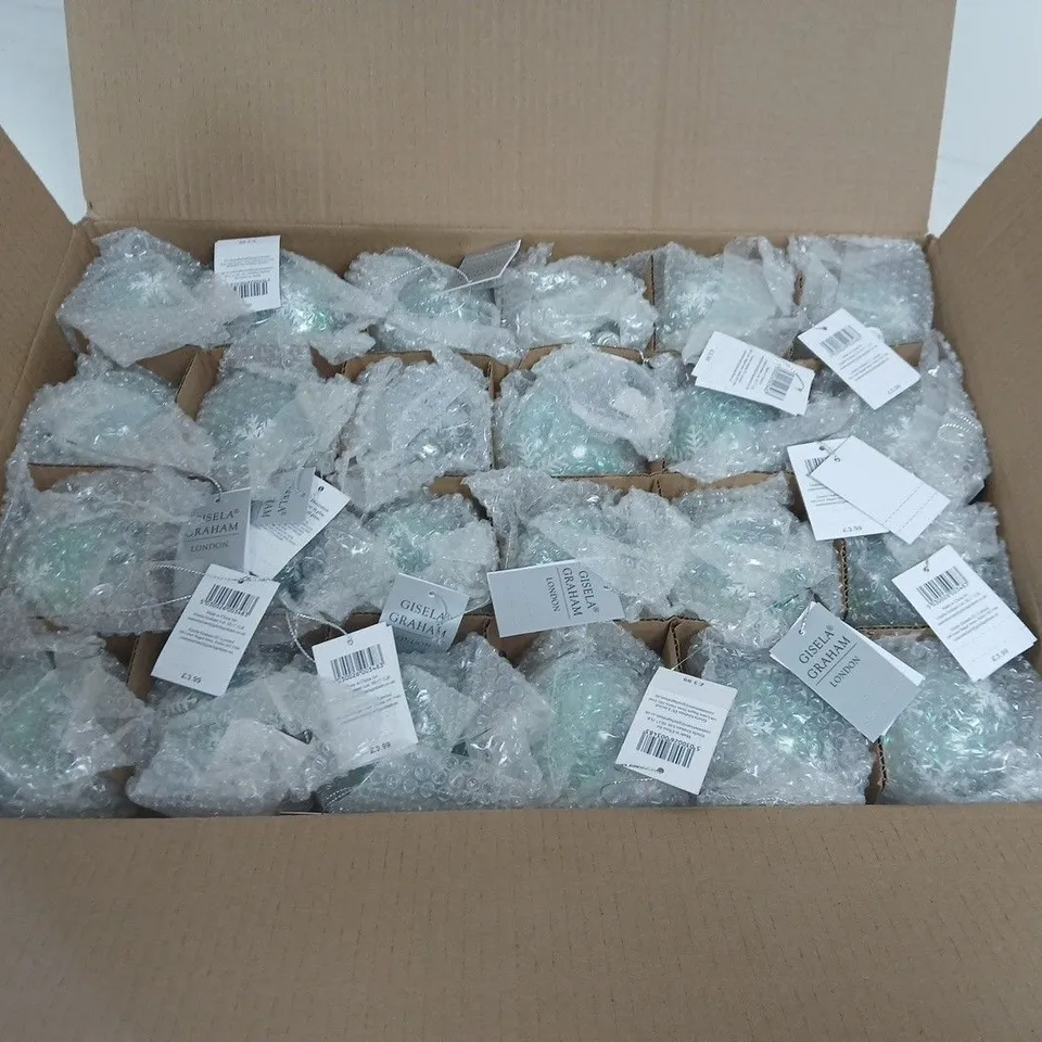 LOT OF 24 BRAND NEW GISELLA GRAHAM CLEAR BAUBLE TREE DECORATIONS