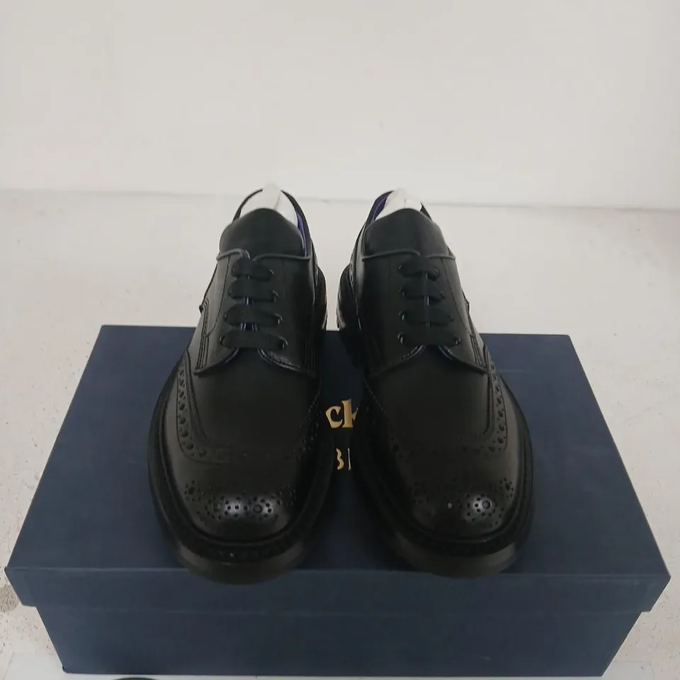 TRICKER'S X BURBERRY DERBY SHOES – BLACK LEATHER, RUBBER SOLE, BOXED WITH BURBERRY POUCH
