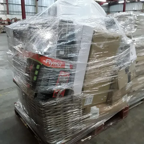 PALLET OF ASSORTED PRODUCTS INCLUDING FLYMO POER VAC, CAR WHEEL PROTECTION, SHOWER MIXER