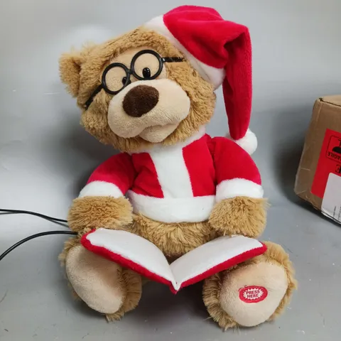 BOXED BATTERY OPERATED STORY TELLING CHRISTMAS BEAR 27cm