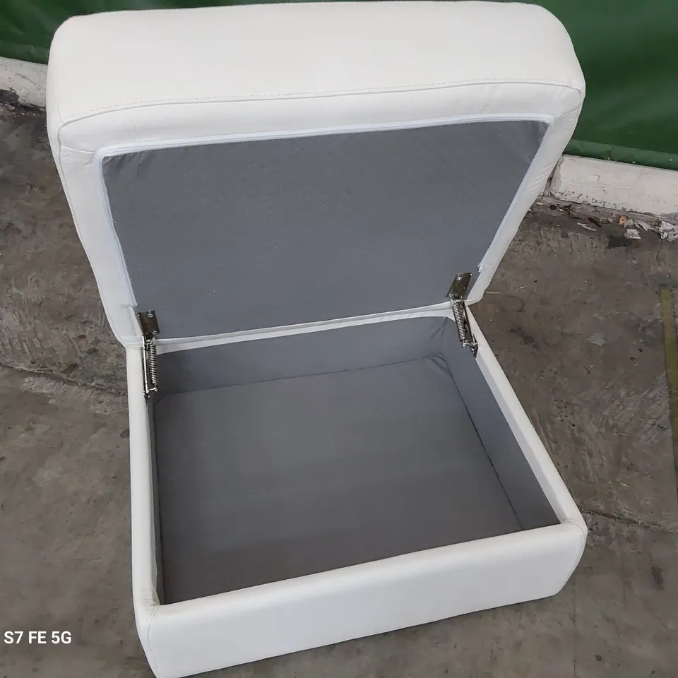 QUALITY ITALIAN DESIGNER GHIRLANDAIO STORAGE FOOTSTOOL WHITE LEATHER 