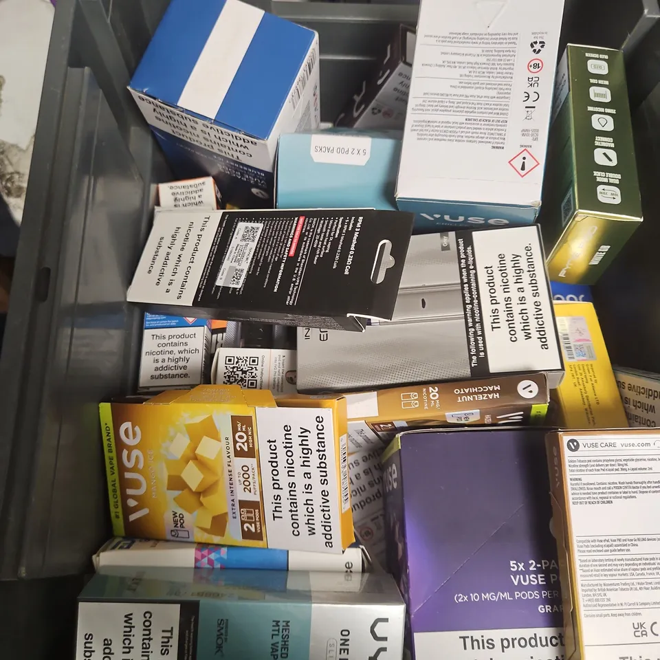 LOT OF APPROXIMATELY 20 ASSORTED ELECTRONIC CIGARETTE ITEMS TO INCLUDE VUSE PODS, JUUL 2 PODS AND IVG PRO PODS