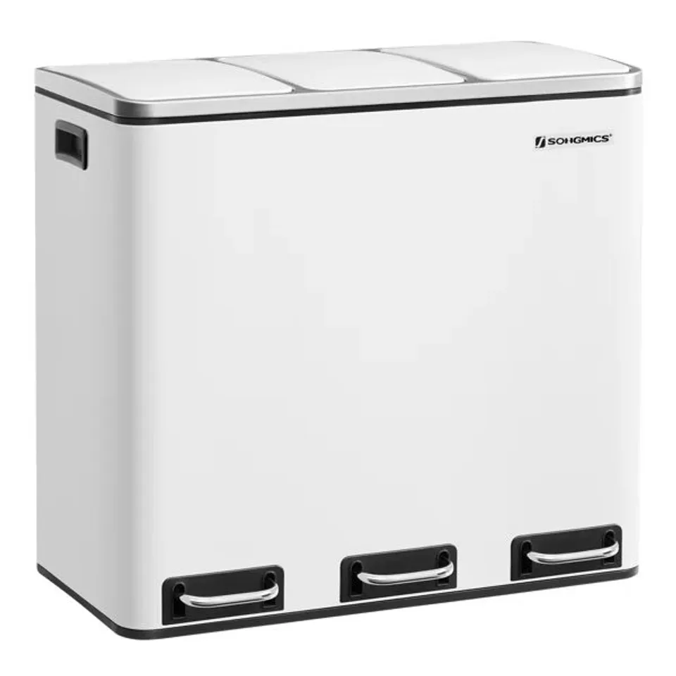 BOXED STEEL, PLASTIC STEP ON MULTI-COMPARTMENT RUBBISH & RECYCLING BIN