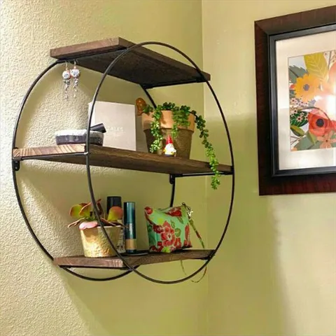 BOXED UNWIND 3 TIER CIRCLE SOLID WOOD FLOATING SHELF