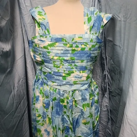 NOBODY'S CHILD MIKA MIDAXI DRESS – UK 16, BLUE FLORAL PRINT