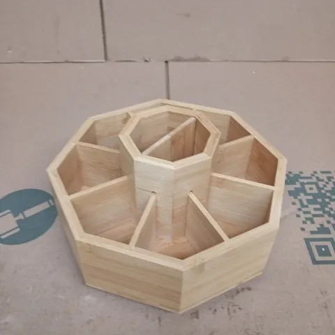 WOODEN SPINNING ORGANISER UNIT 