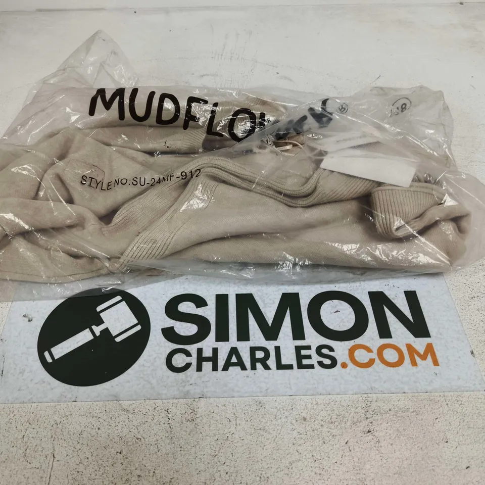 MUDFLOWER SPLIT HEM CREW NECK JUMPER – BEIGE, UK 16