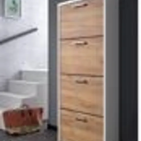 BOXED BRAND NEW 4 SECTION SHOE CABINET HONEY OAK