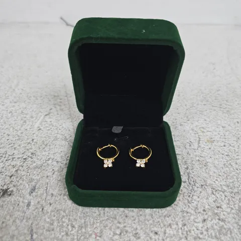 THE LOVE COLLECTION WOMENS FLOWER DROP LAB GROWN DIAMOND HUGGIE HOOP EARRINGS - MULTI 