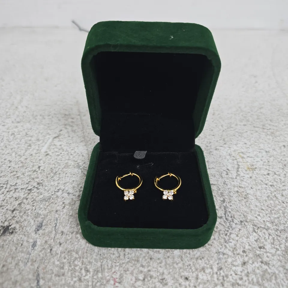 THE LOVE COLLECTION WOMENS FLOWER DROP LAB GROWN DIAMOND HUGGIE HOOP EARRINGS - MULTI