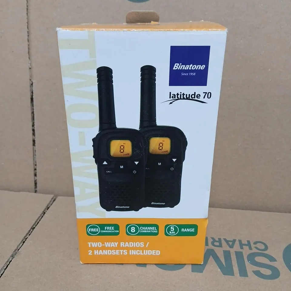 BINATONE LATITUDE 70 TWO-WAY RADIOS – 2 HANDSETS INCLUDED
