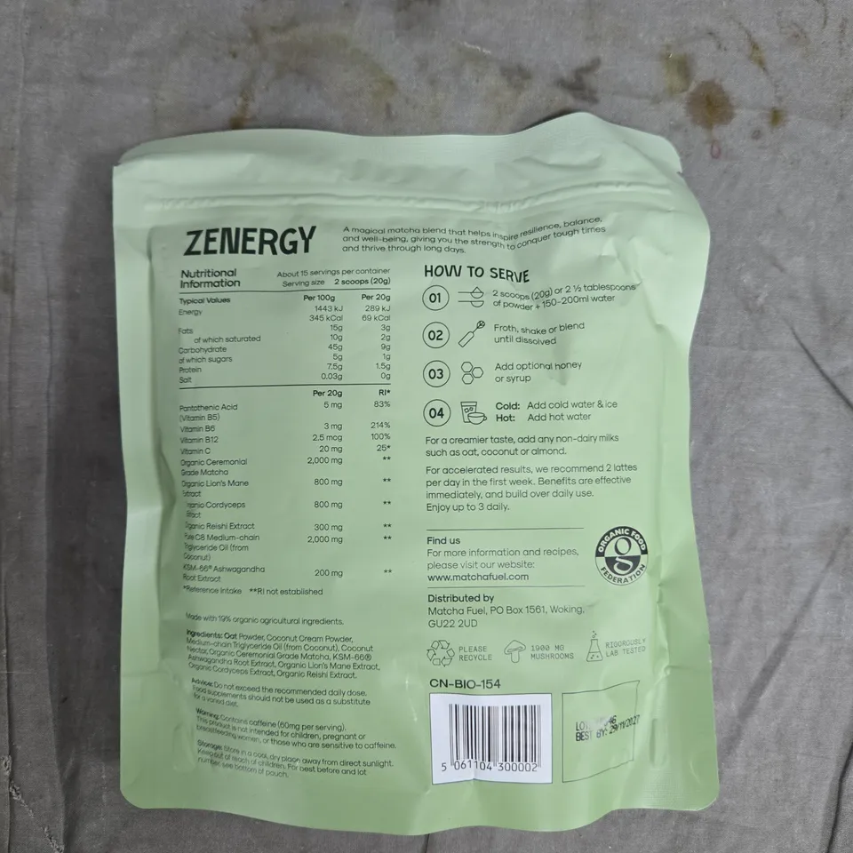 ZENERGY ORIGINAL – MATCHA FUEL FOOD SUPPLEMENT, 300G