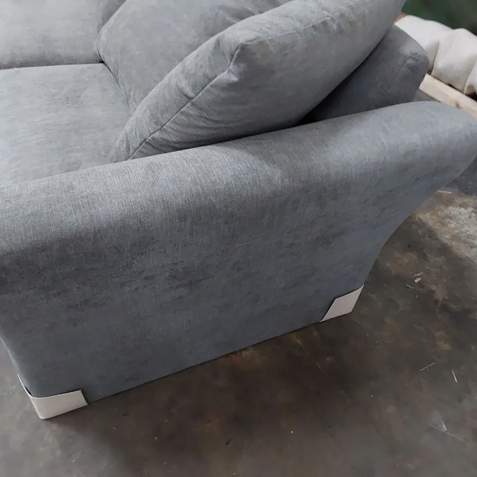 DESIGNER DURY THREE SEATER SOFA WITH SCATTER CUSHIONS GREY FABRIC 