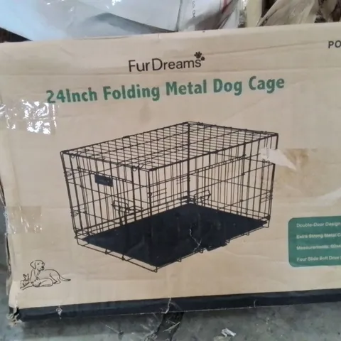 BOXED 24INCH FOLDING METAL DOG CAGE