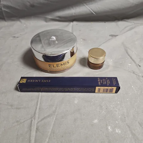 LOT OF 3 ASSORTED COSMETIC PRODUCTS TO INCLUDE - ESTEE LAUDER LITTLE BLACK LINER - ELEMIS PRO-COLLAGEN CLEANSING BALM - ESTEE LAUDER ADVANCED NIGHT REPAIR EYE GEL-CREME - ETC