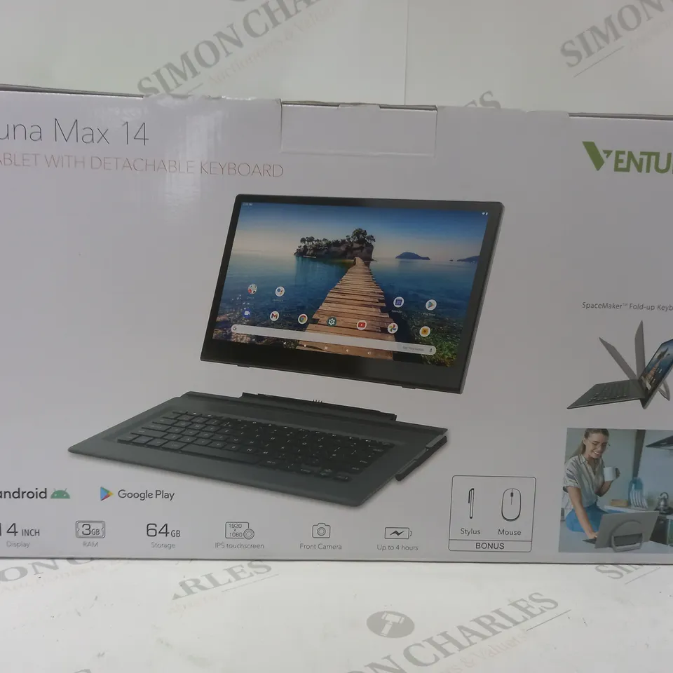 BRAND NEW BOXED VENTURER LUNA MAX 14 64GB 14" HD TABLET WITH DETACHABLE KEYBOARD - SPACE GREY