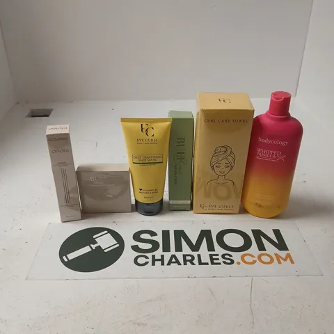 APPROXIMATELY 15 ASSORTED HEALTH & BEAUTY PRODUCTS TO INCLUDE CURL CARE TOWEL, EVE CURLS HAIR MASK, BUFF BROWZ SKIN SHEILD, ETC - COLLECTION ONLY