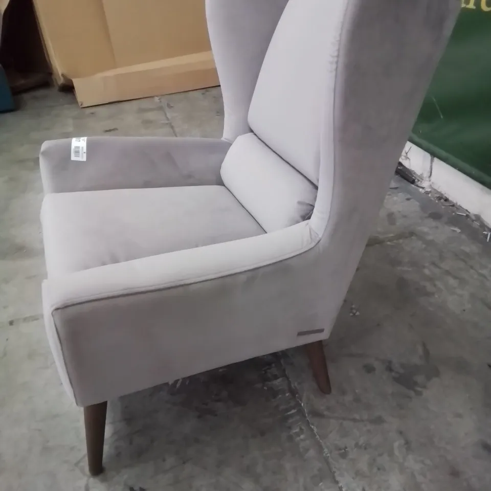QUALITY BRITISH DESIGNER LOUNGE Co. FLOYD WINGED EASY CHAIR PLUSH FAWN FABRIC 