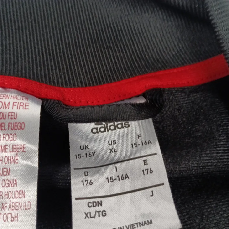 ADIDAS KIDS' TRACK JACKET – BLACK WITH RED SLEEVES, UK 15-16Y