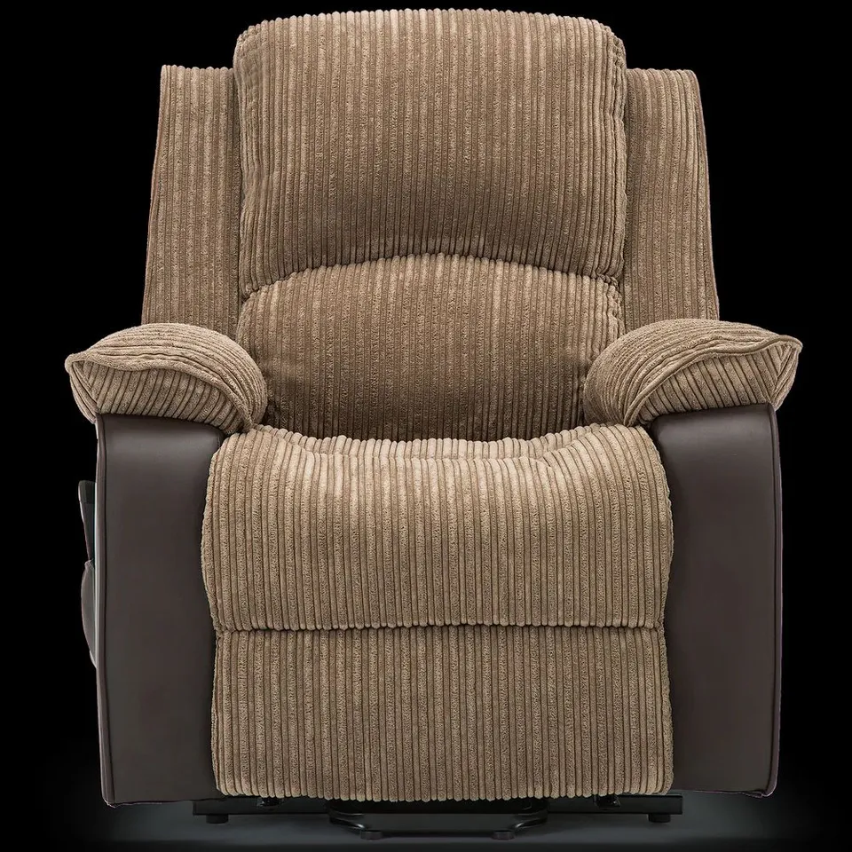 BOXED POSTANA BROWN FAUX LEATHER POWER RISE & RECLINING EASY CHAIR  (2 BOXES) RRP £399.99