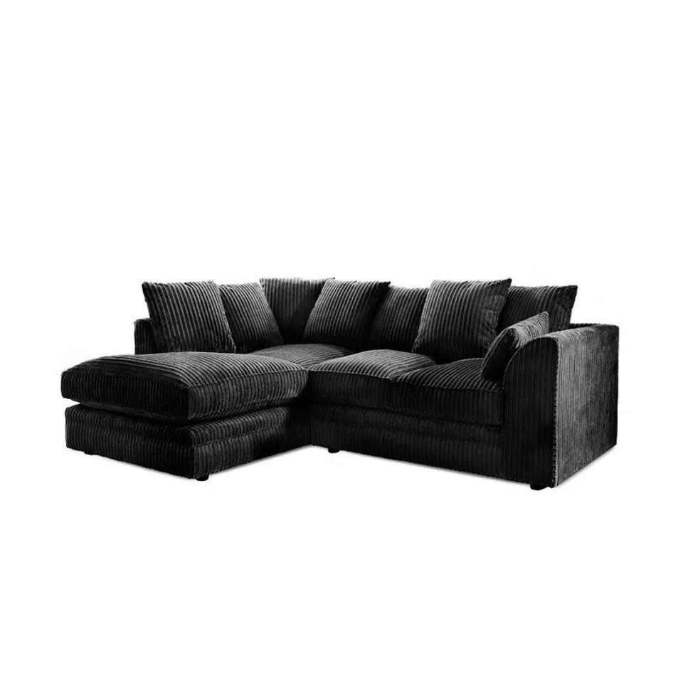 BOXED MOANA UPHOLSTERED BLACK CORNER SOFA SECTION (2 SECTIONS)