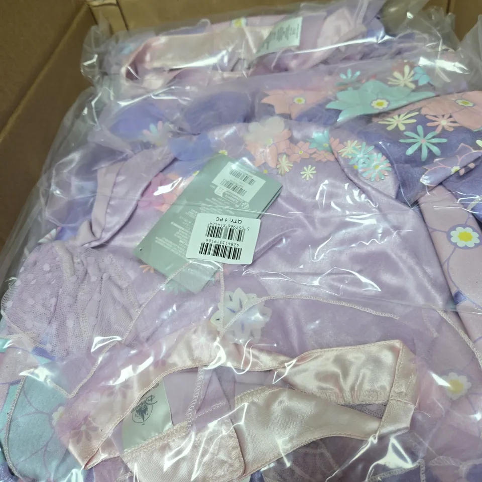 BOX OF APPROXIMATELY 14 DISNEY ENCANTO ISABEL COSTUMES SIZE 9-10 YEARS 