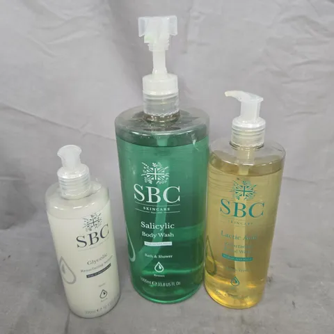 SBC SKINCARE GLYCOLIC, SALICYLIC & LACTIC ACID BODY WASHES – SET OF 3 