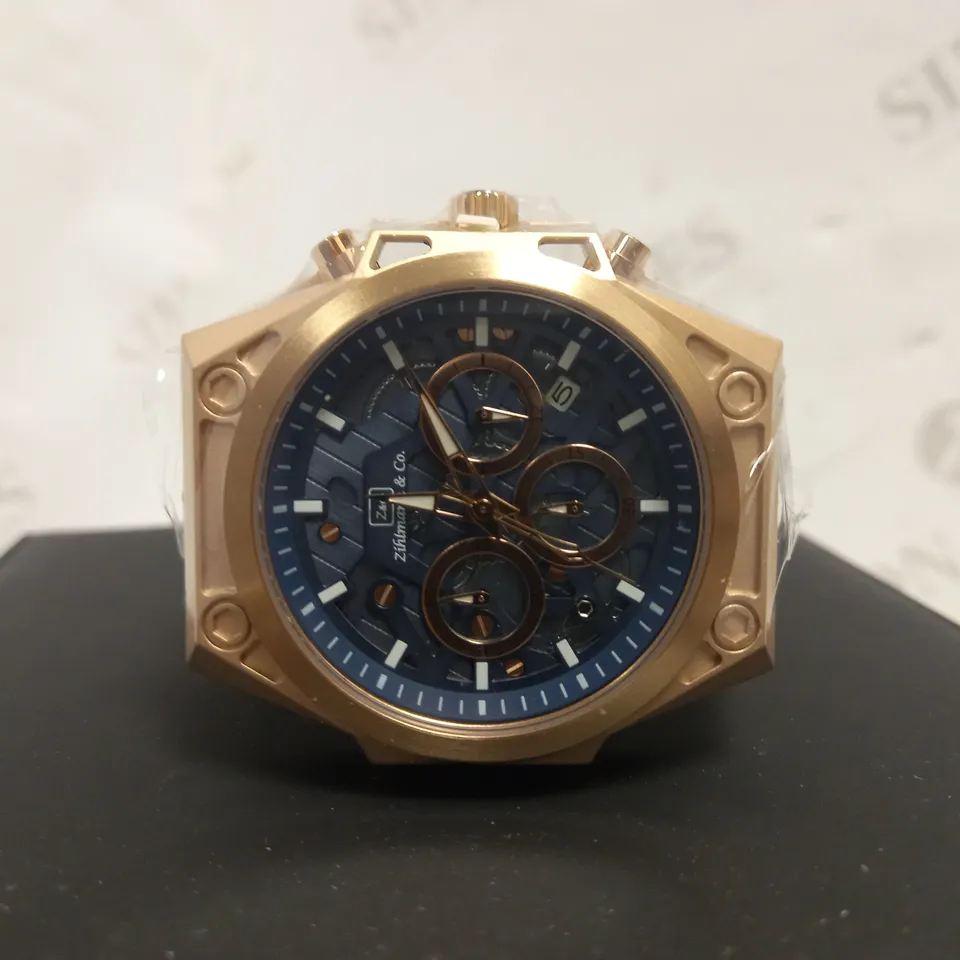 ZIHLMANN & CO TRIPLE DIAL STUD DETAIL RUBBER STRAP WATCH RRP £520