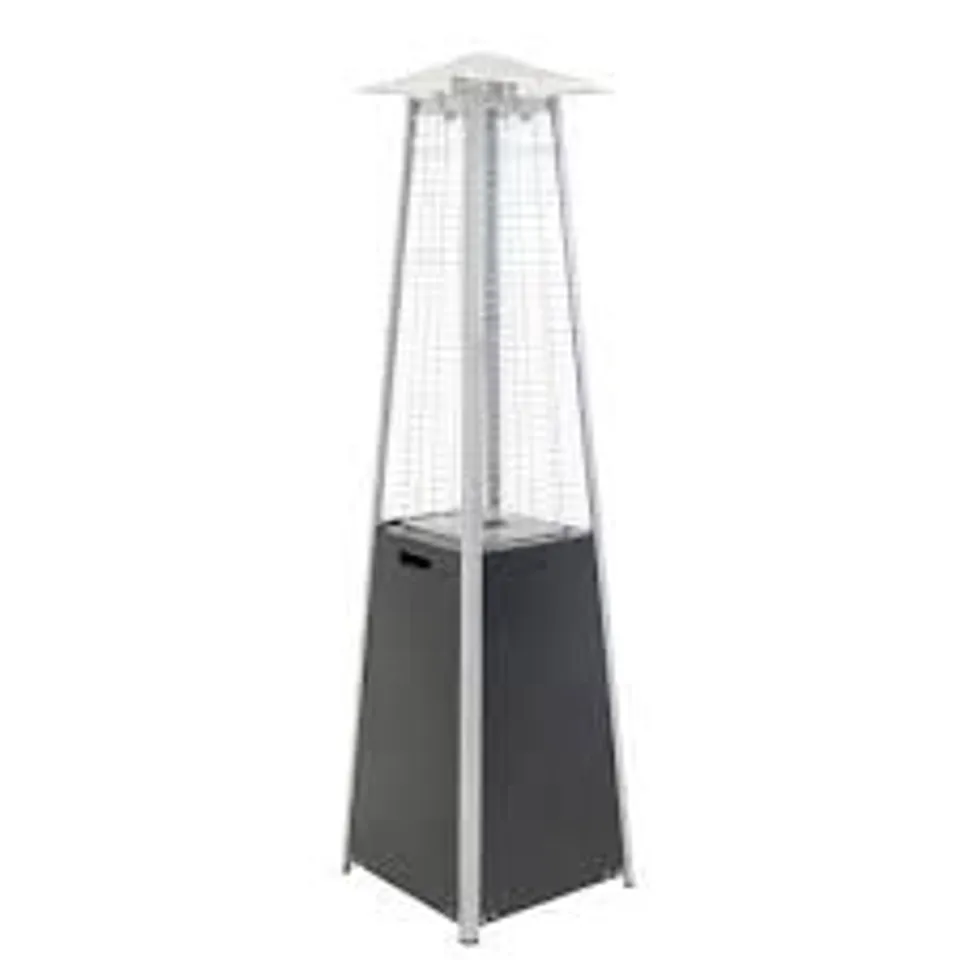 BOXED ARTEMIS 42000 STAINLESS STEEL NATURAL GLASS STANDING PATIO HEATER (2 BOXES)