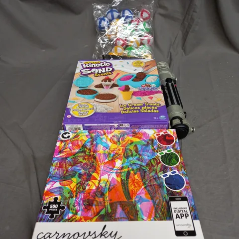 LARGE QAUNTIITY OF ASSORTED TOYS AND GAMES TO INCLUDE TEDDIES, TENNIS BALLS AND MAGNETIC DRAWING