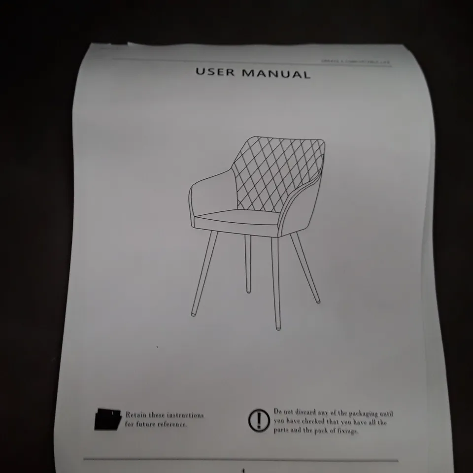 BOXED SET OF 2 UPHOLSTERED FAUX LEATHER DINING CHAIRS - GREY (1 BOX)