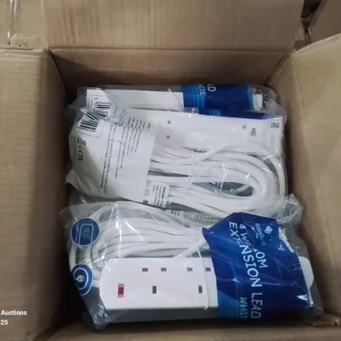 APPROXIMATELY 5 BOXED DESIRETECH 4 WAY 10M EXTENSION LEAD IN WHITE 