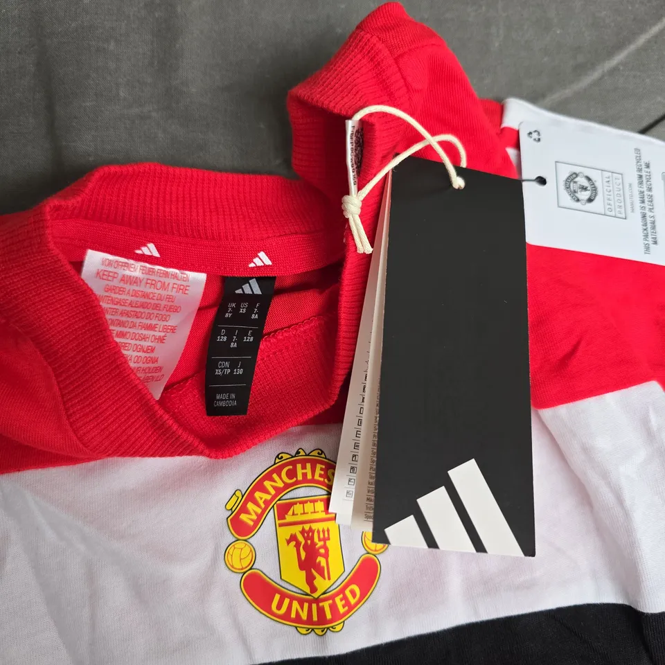 ADIDAS MANCHESTER UNITED YOUTH FOOTBALL SHIRT – RED, UK 7-8Y (OFFICIAL PRODUCT)