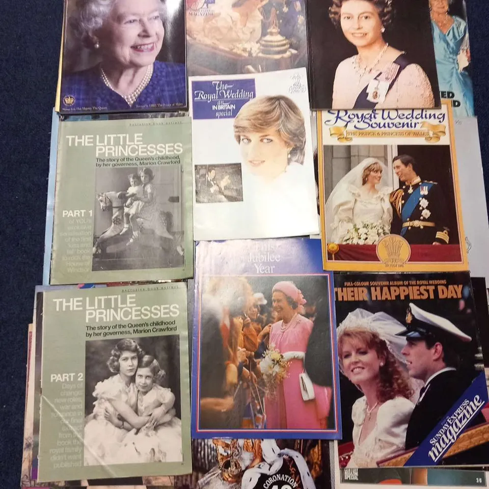 VINTAGE LARGE COLLECTION OF ROYAL FAMILY BOOKS,MAGAZINES, EPHEMERA AND NEWSPAPERS PULL OUTS