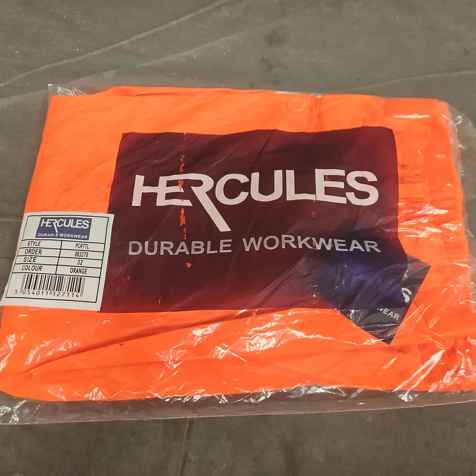 BAGGED HERCULES HIGH VISIBILITY COMBAT TROUSERS IN ORANGE - SIZE 32