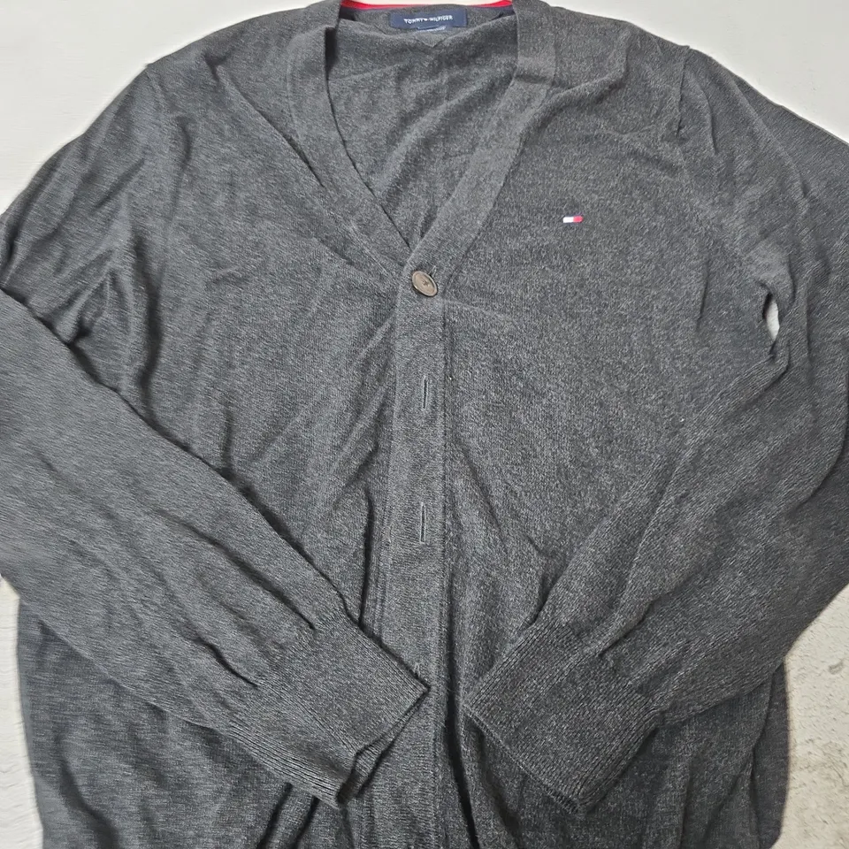 TOMMY HILFIGER CARDIGAN, MEN'S, CHARCOAL GREY, MEDIUM