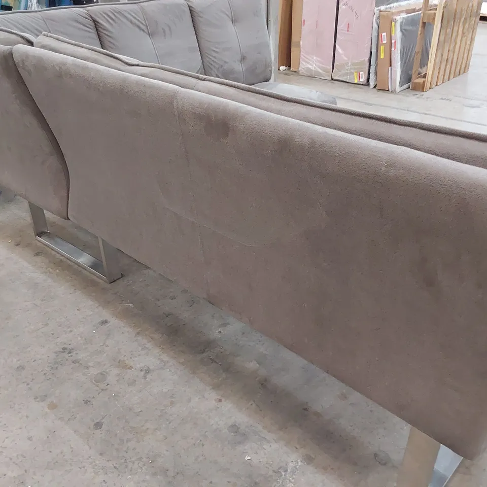 DESIGNER UPHOLSTERED CORNER BENCH SEATING UNIT GREY PLUSH FABRIC 
