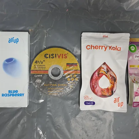 APPROXIMATELY 15 ASSORTED HOUSEHOLD ITEMS TO INCLUDE AIR UP AROMA PODS, CISIVIS CUTTING WHEEL, ETC