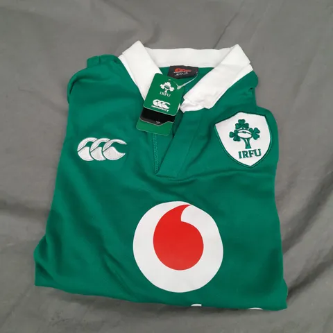 CANTERBURY IRFU CLASSIC LONG SLEEVE HOME IRELAND JERSEY IN GREEN/WHITE SIZE 10