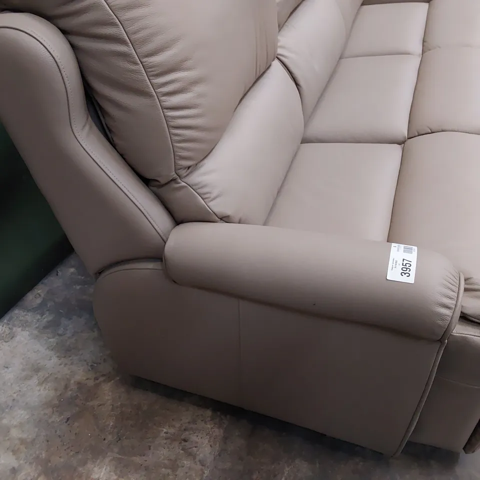 QUALITY BRITISH DESIGNER G PLAN NEWMARKET THREE SEATER SOFA CAMBRIDGE TAUPE LEATHER 